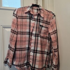 Pink Plaid Button-Up Shirt